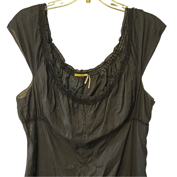 Max Studio Lagenlook Linen Dress with Pockets dark black slightly sheer Large - Picture 7 of 16